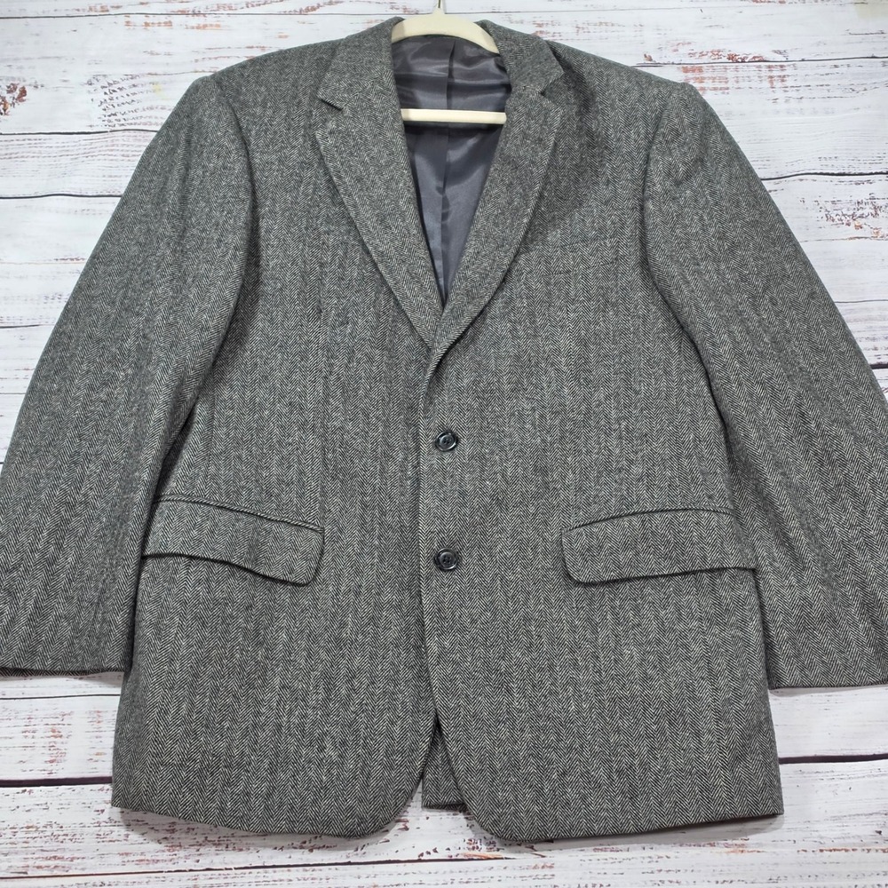 Chereskin Sport Coat Mens 42R Grey Excellent Herringbone Camel Hair Blend Blazer